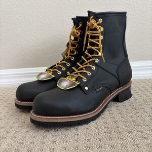 AdTec 9" Steel Toe Logger Work Boots 1428 Black Oiled Leather Men 13M NWT $140